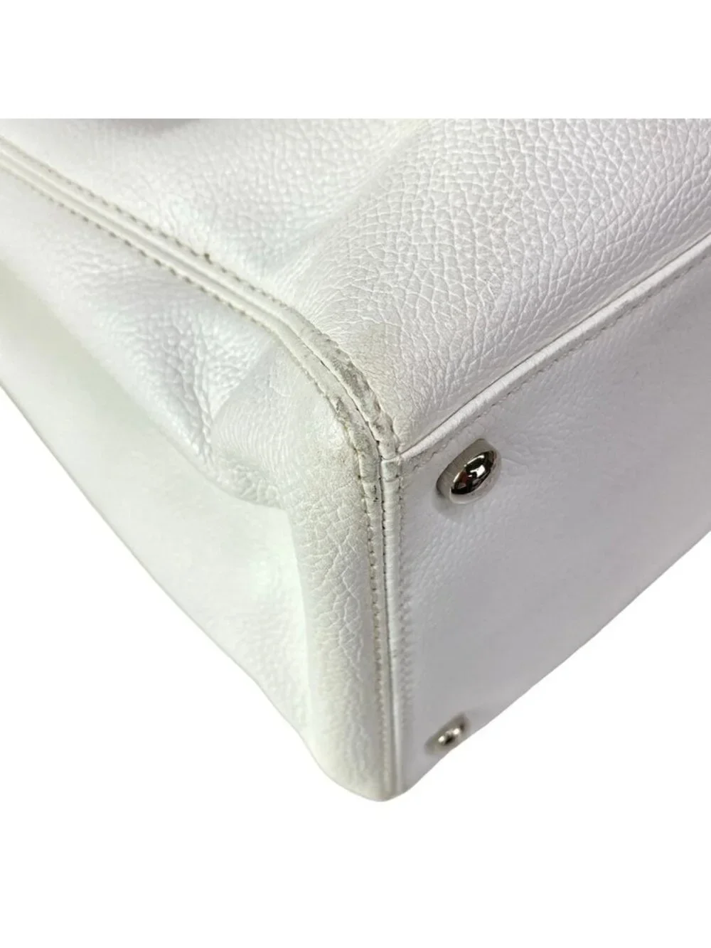 Chanel Tote Executive Line White Silver Leather